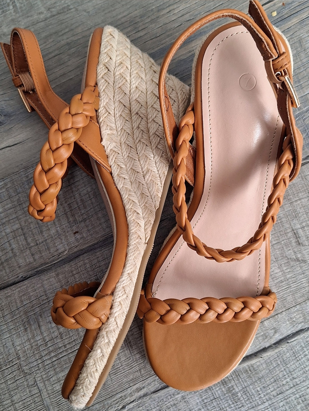 Braided Espadrille Wedge Sandals - Tan